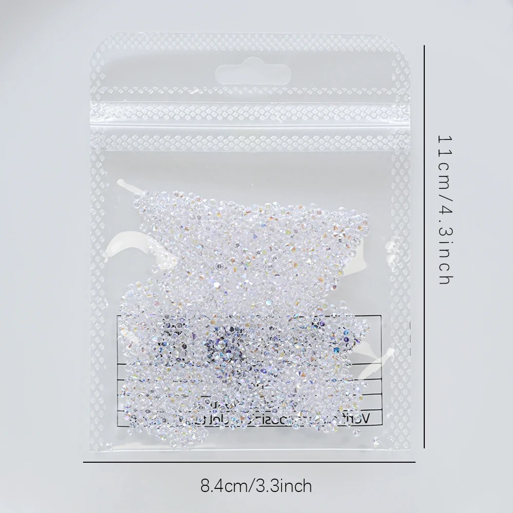 1 Zak 1,2 mm AB Clear Ultra Tiny Gems Nail Art Stone Micro Sparkly Steentjes voor Nail Art Beauty Mini Iriserende Faux Make-up DIY