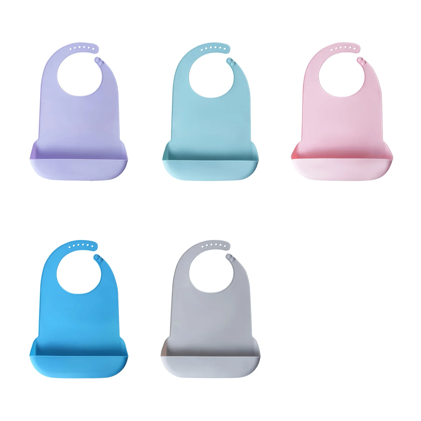 

Большой набор из 5 силиконовых нагрудников для взрослых и пакетов для еды для пожилых людей (фиолетовый + светло-голубой + розовый + темно-синий + серый)