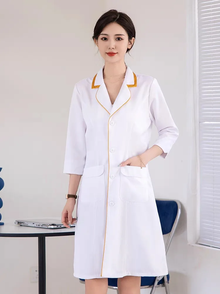 Ladies' Summer Korean Version Mid Sleeved White Jacket Coat Fashion Skin Manager Work Clothes Short Sleeved Experimental Jacket