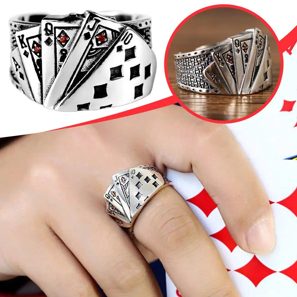 فلوش بطاقات للعب محظوظ بوكر البستوني الرجال النساء الذهب/الفضة خواتم السائق اللون هوب الساحر مجوهرات بسيطة الورك الصلب B1O8