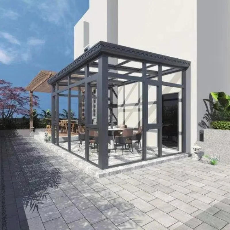 1 Year Warranty Aluminum Sunroom Glass House Outdoor Conservatory Tempered Glass Insulated Room for Garden Villa Terrace