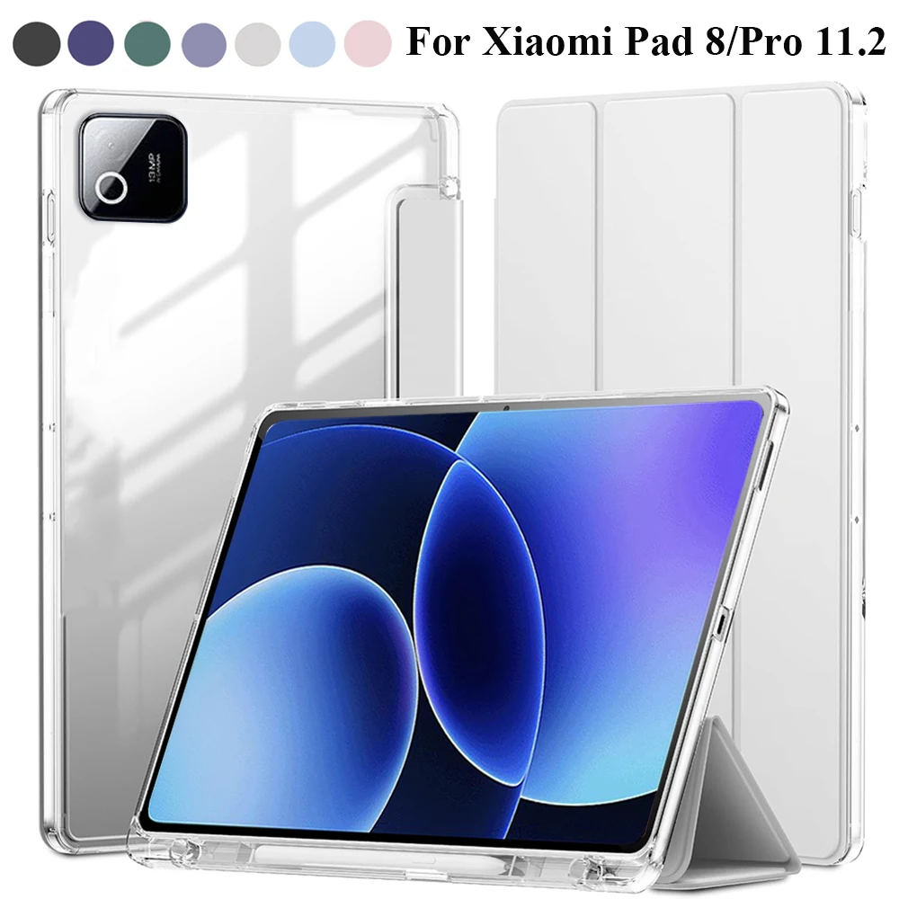 

Case for Xiaomi Pad 8 Pro, Hybrid Slim Case Cover [Built-in Pencil Holder] Shockproof Cover with Clear Transparent Shell
