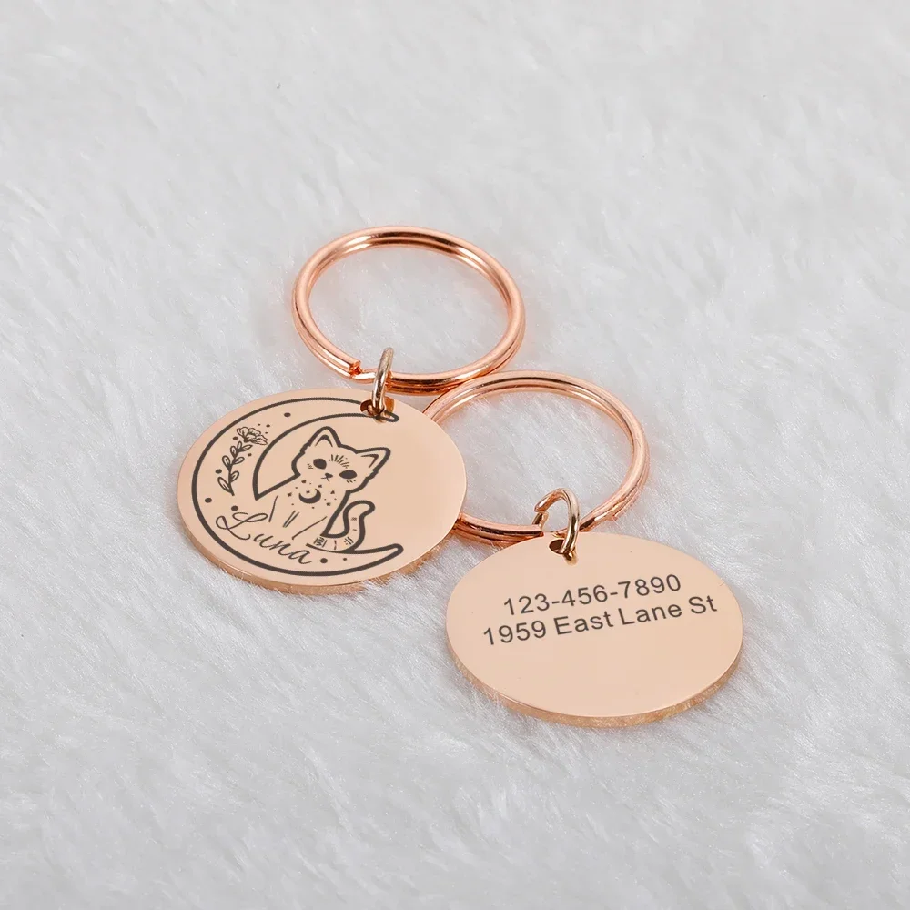 Personalized Dog Cat ID Tag Anti-lost Pet Name Shiny Planet Tag Free Engraving for Puppy ID Collar Nameplate Pendant for Pets