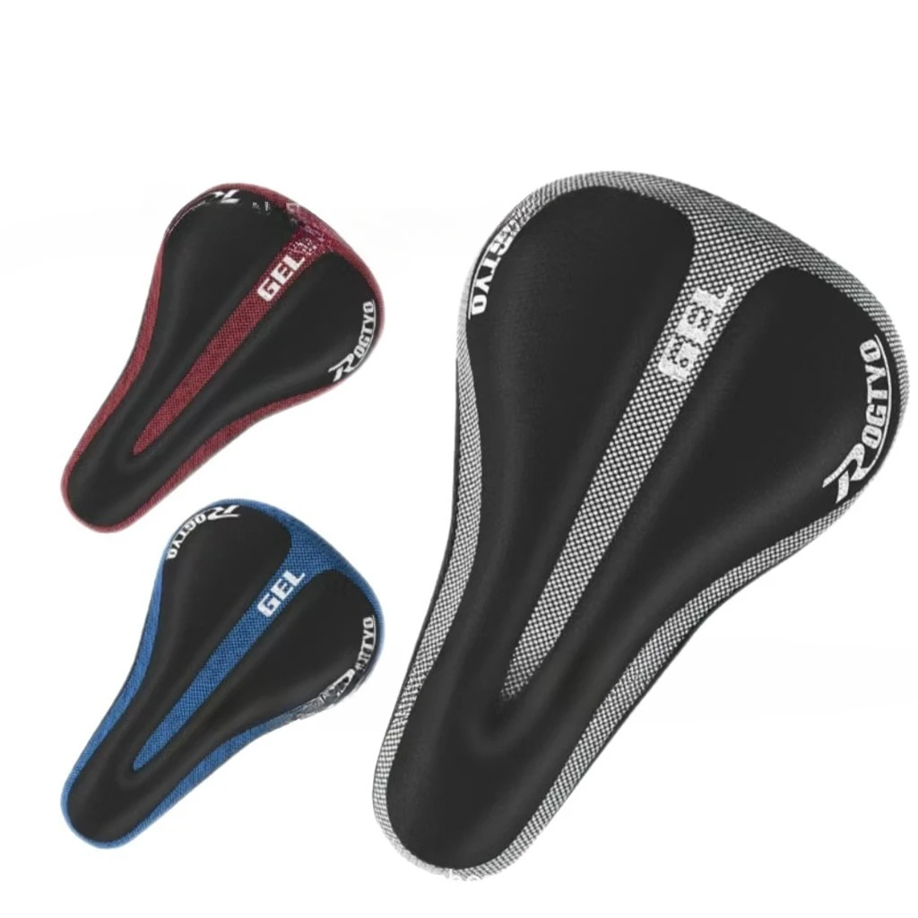 ملحقات الدراجة غطاء مقعد من السيليكون للدراجة الجبلية، غطاء سرج معزز مريح، حبل ربط، معدات ركوب الدراجات