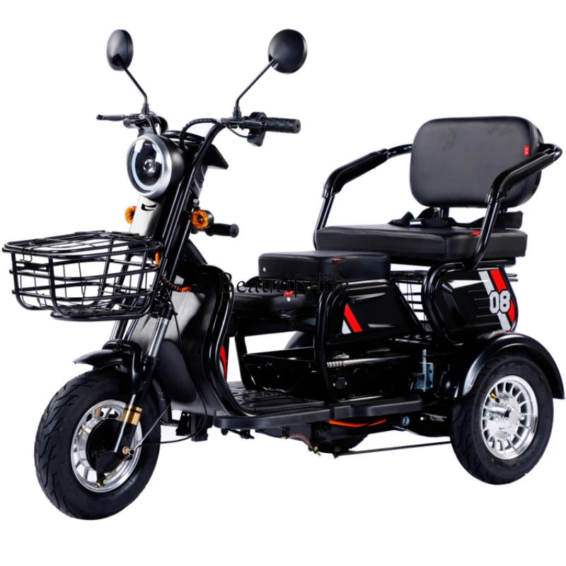 03.-Ausjiaren electric tricycle household small battery car electric three-wheeled women pick up children elderly elderly