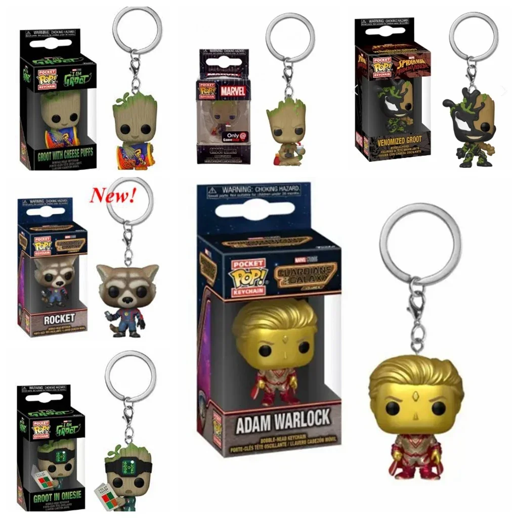 Новые карманные брелки FUNKO Стражи c Новый Звездный Лорд Ракета Грут Праздничный Грут в комбинезоне Брелок Игрушки для детей Подарок