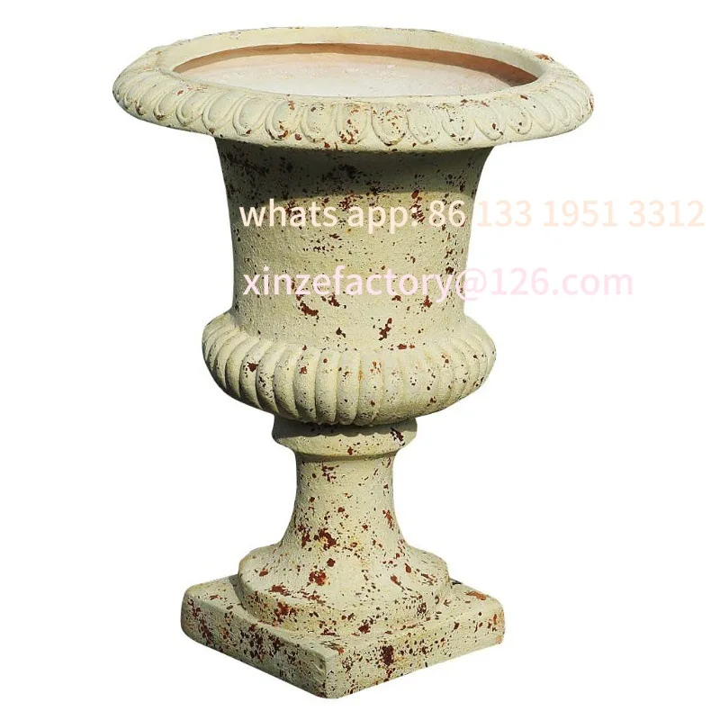 

Customizable retro old rust-colored goblet flower pot interior home decoration villa courtyard door decoration ornament
