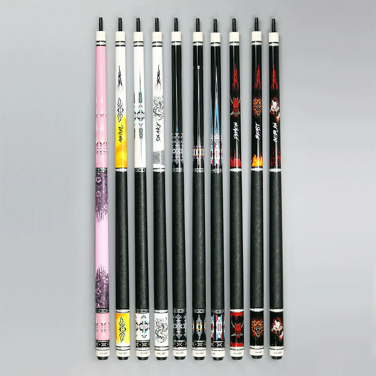 

New Arrival VanQS Handmade 1/2-pc Carbon Fiber Coated Shaft 12.5mm Tip Billiard Pool Cue with Joint Protector Leather Grip