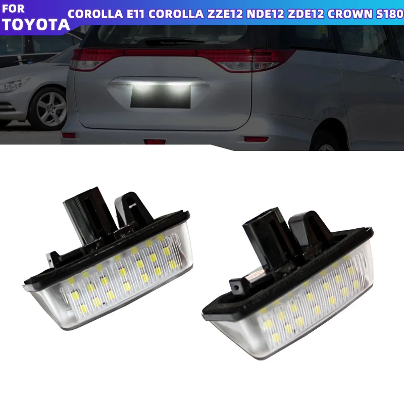 2Pcs CanBus LED License Plate Lights For Toyota Corolla E11 Crown S180 Starlet EP91 Vios Previa ACR50 GSR50 number plate lamp