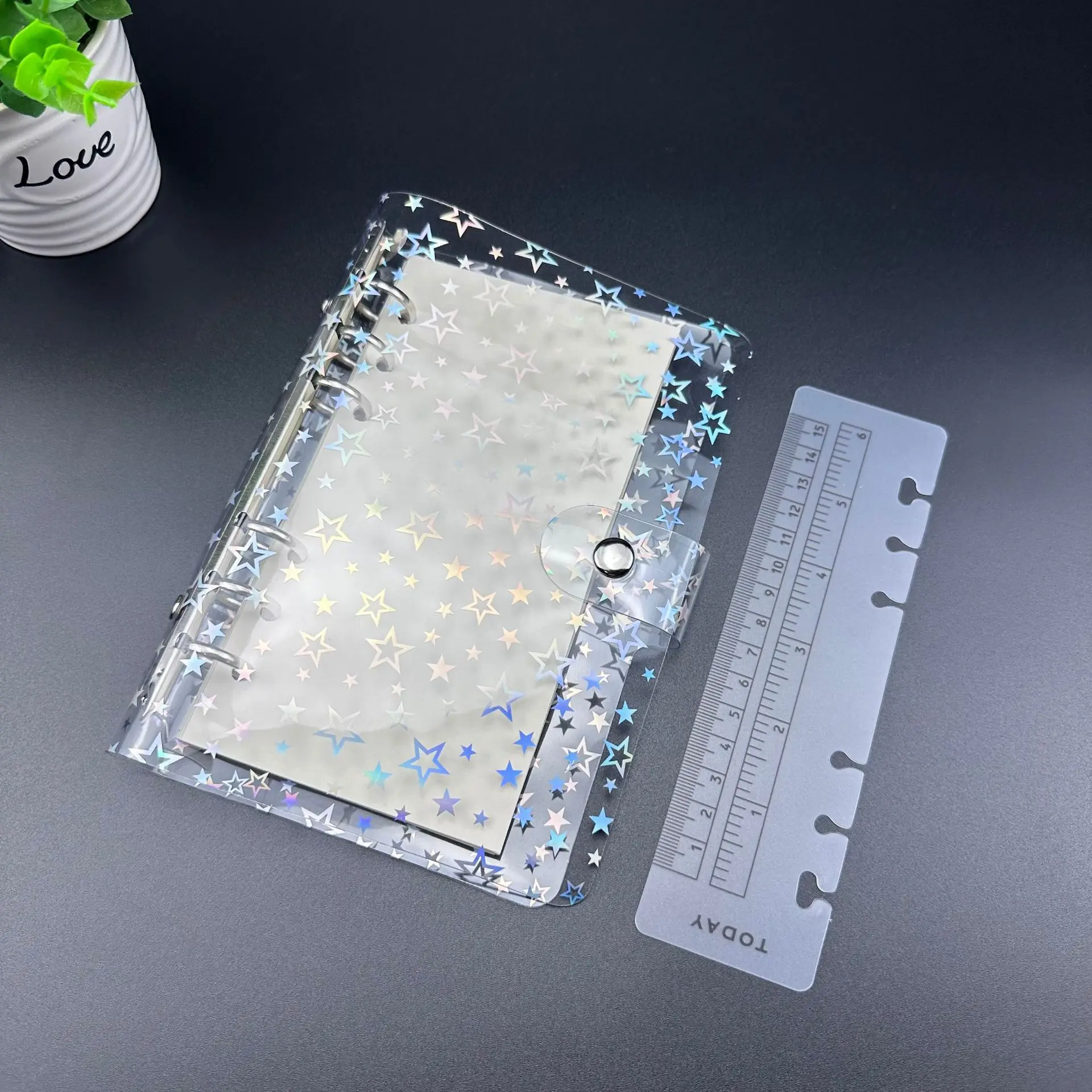 A5 Transparent Stern DIY Binder Fotokarten Sammeln Buch Tagebuch Agenda Planer DIY Cover Album Schreibwaren – Detail 3