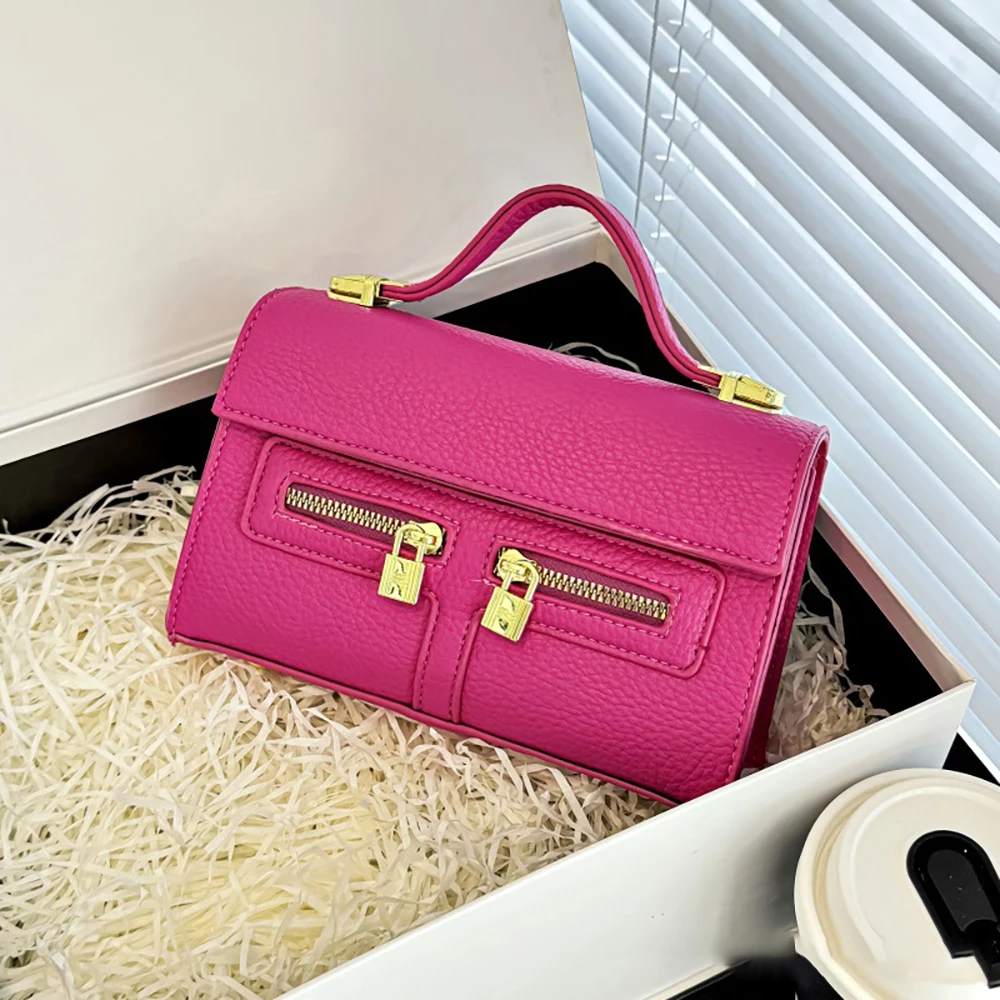 

Retro Bow Single Shoulder Bags for Women Luxury Designer Adjustable Crossbody Purse Zipper Lock Design Square Hand Held Handbags