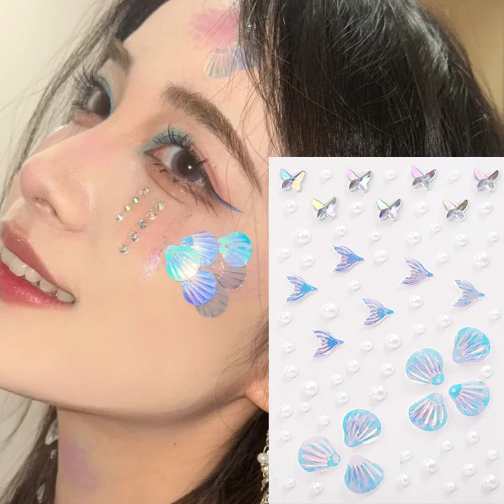 3D Fairy Butterfly Diamond Shiny Tattoo Sticker Waterproof Eyes Face Body Art Fake Tattoos for Women Makeup Dance Music Festival