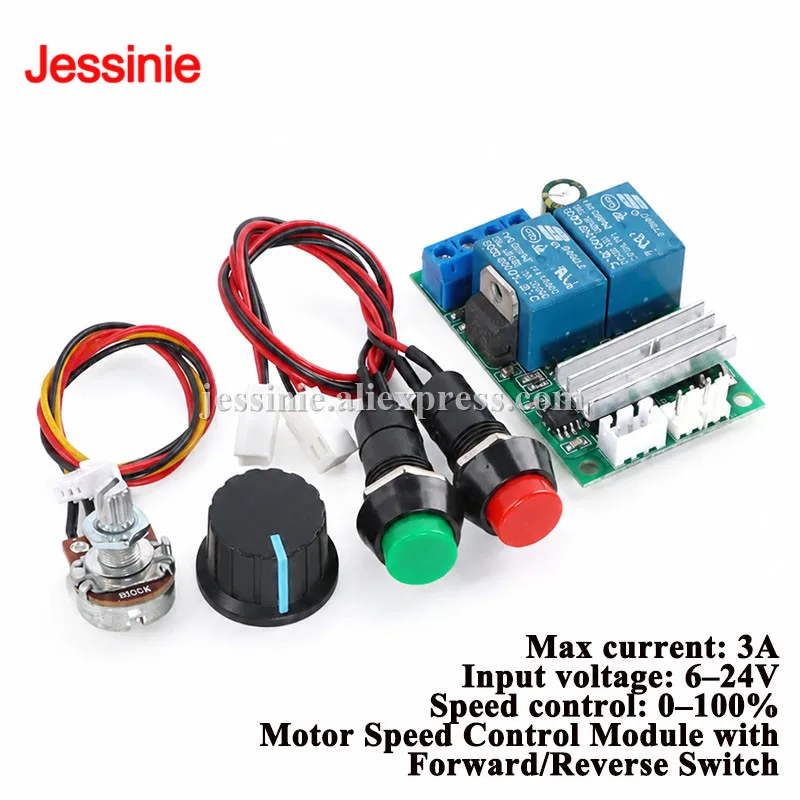 DC 6V 12V 24V 3A PWM DC motor speed controller forward reverse switch Electric Linear actuator motor adjustable Speed Control