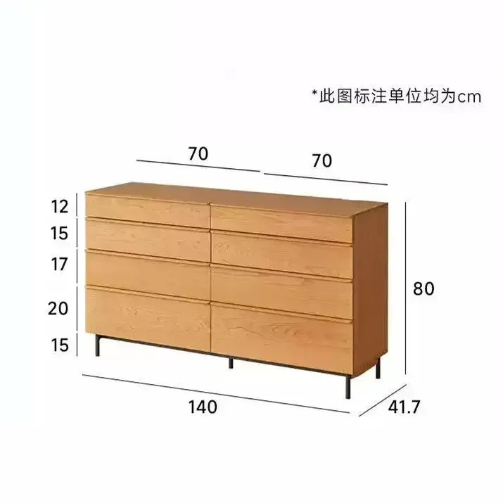 solid wood eight-bucket cabinet, cherry wood bedroom storage, living room multi-functional wall storage cabinet