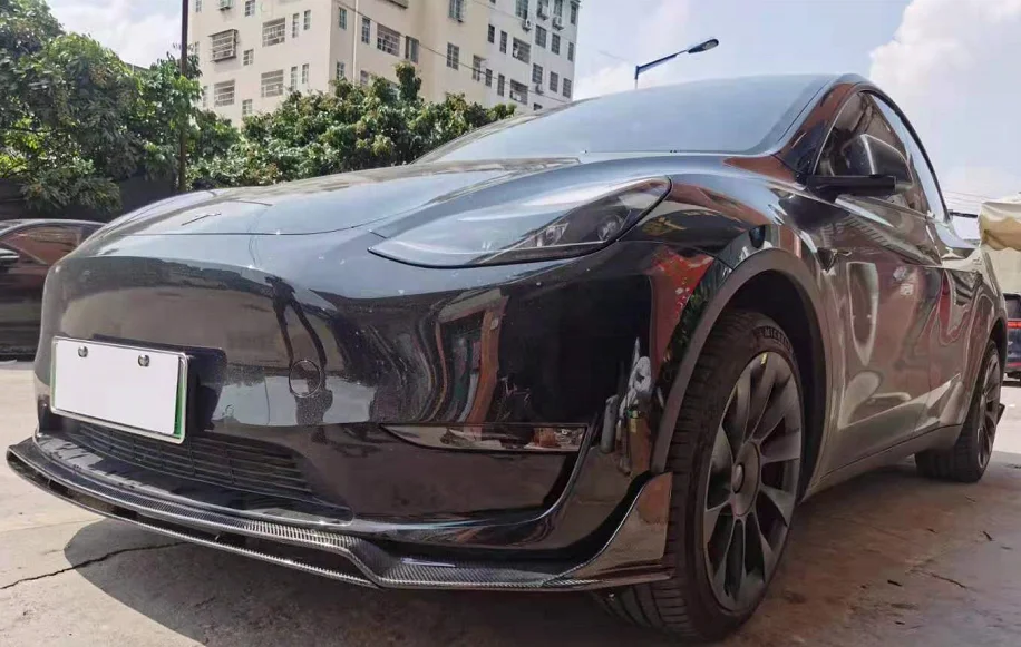 Spoiler Diffuser Belakang Rok Samping Bibir Depan Serat Karbon untuk Model Y