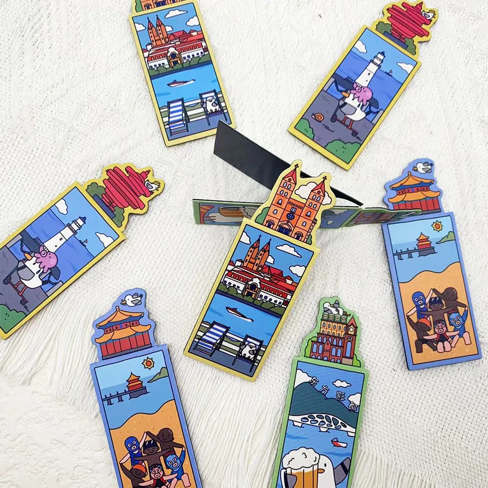 4 قطعة الكرتون تشينغداو الإشارات المرجعية المغناطيسية اللوازم المكتبية المدرسية صفحات القراءة الكتب المشروحة DIY بها بنفسك الإشارات المرجعية الجمالية #6