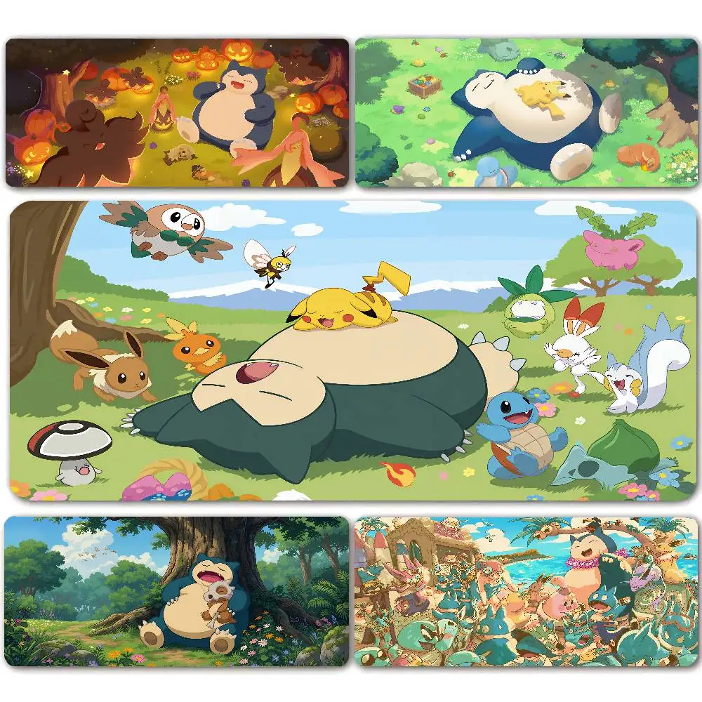 Mouse Pad Grande XXL P-Pokemon Snorlax, Tapete de Mesa para Teclado Gamer, Acessórios para PC, Carpete de Mesa Antiderrapante