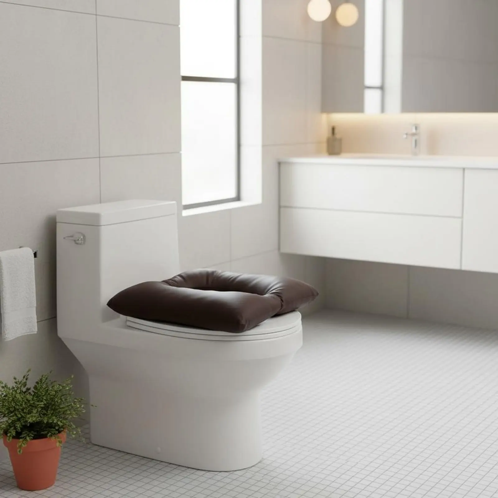 

Padded Commode Chair Pad Waterproof Soft Commode Seat Pad Raised Toilet Seat Pad Adjustable Straps for Elderly