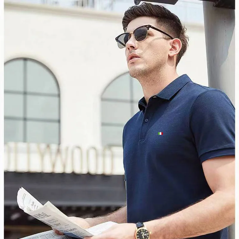 Sommer neue Herren 100% Baumwolle Kurzarm Polos Shirts lässig Marke Stickerei Logo Herren Revers Tops Mode männliche Kleidung T-Shirts