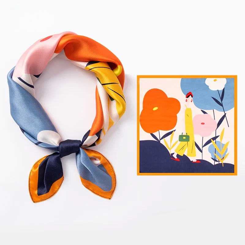 2026年新作シルクスカーフ-レディースアクセサリー-ネクタイ-高級感ヘアバンド付き-小さな正方形スカーフ-ギフトボックス入り-おしゃれな韓国風