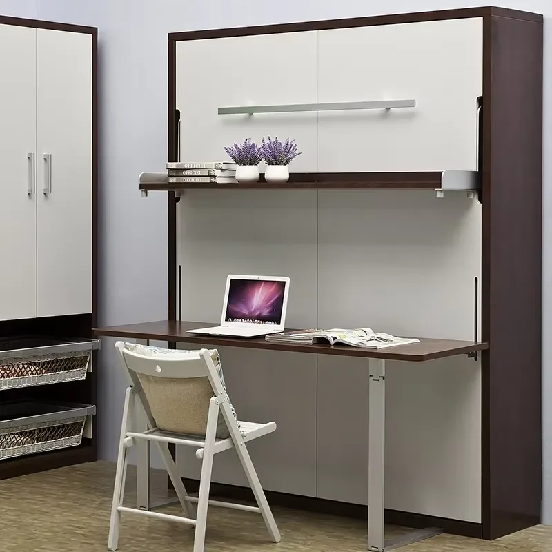 Space Saving Furniture Vertical Murphy Wall Bed With Folding Table