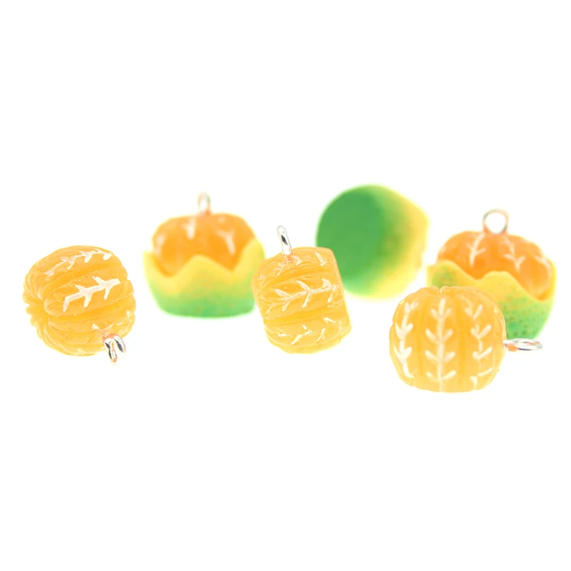 10 pçs/lote bonito acrílico fruta resina laranja amarga charme pingente diy artesanato para pulseira brincos criativos jóias descobertas xl1395