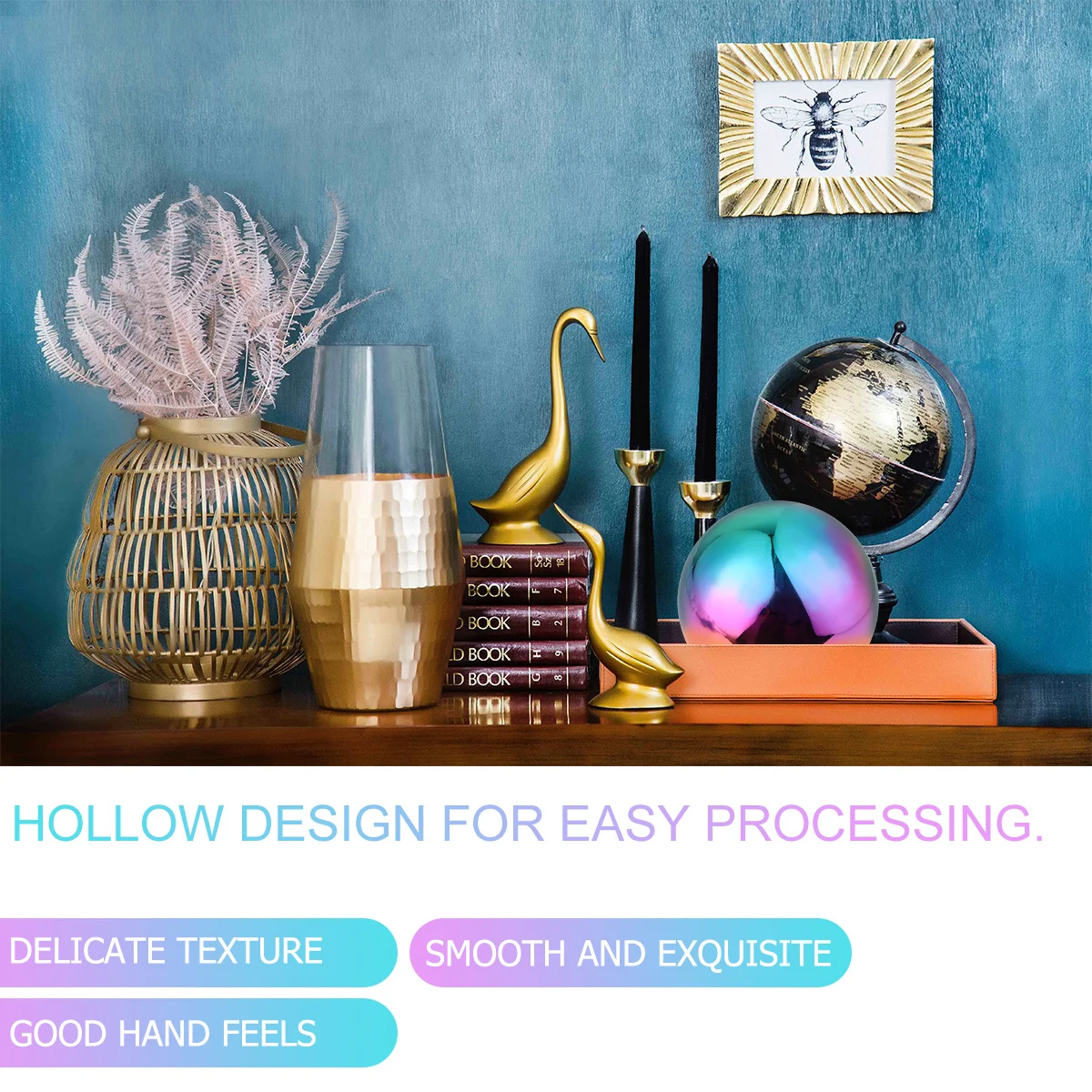 

1pc 120Mm Stainless Steel Round Ball Hollow Design Mirror Polished Multi-Purpose Metal Ornament For Home Decor Gift Colorful