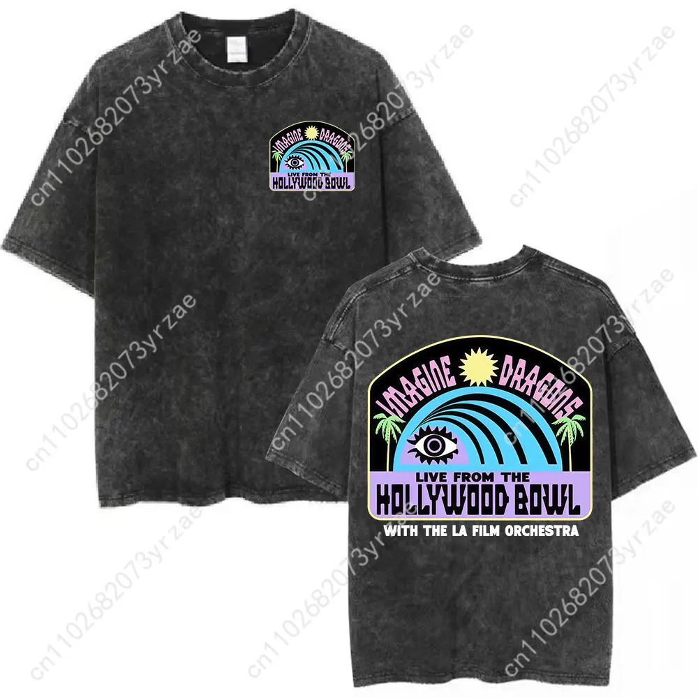 Imagine Dragons Band Retro Wash Tshirt Man Woman High Quality Vintage T Shirt Fashion Cotton Short Sleeves Soft Breathable Tops