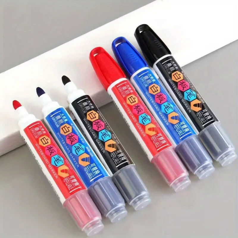 1 علامة + 1 زجاجة حبر، علامة سبورة بيضاء ذات سعة عالية قابلة لإعادة الملء باللون الأسود/الأزرق/الأحمر مع طرف عريض قابل للمسح