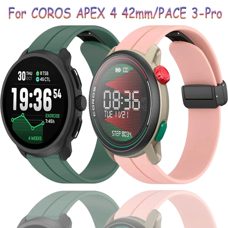 22 مللي متر 20 مللي متر الرياضة سيليكون حزام ل Suunto العمودي 2/سباق 2-S/Run/3 المغناطيسي مشبك معصمه COROS APEX 2-4 42 مللي متر/PACE 3-2-Pro