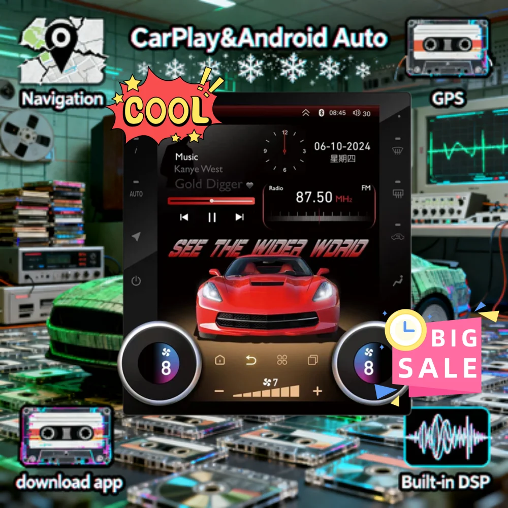 

10.4" Multimedia Player Tape Recorder Radio Carplay For Chevrolet Corvette C6 2005-2013 Android Auto Car GPS Navigation Stereo