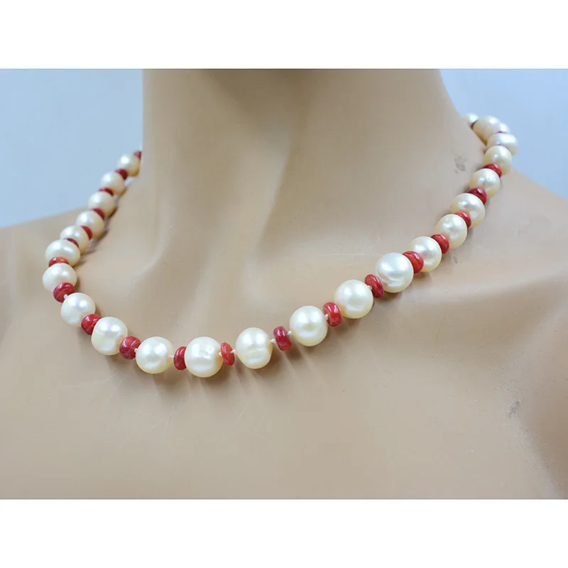 10MM AA Natural Pink Round Pearl/Coral Necklace  50CM