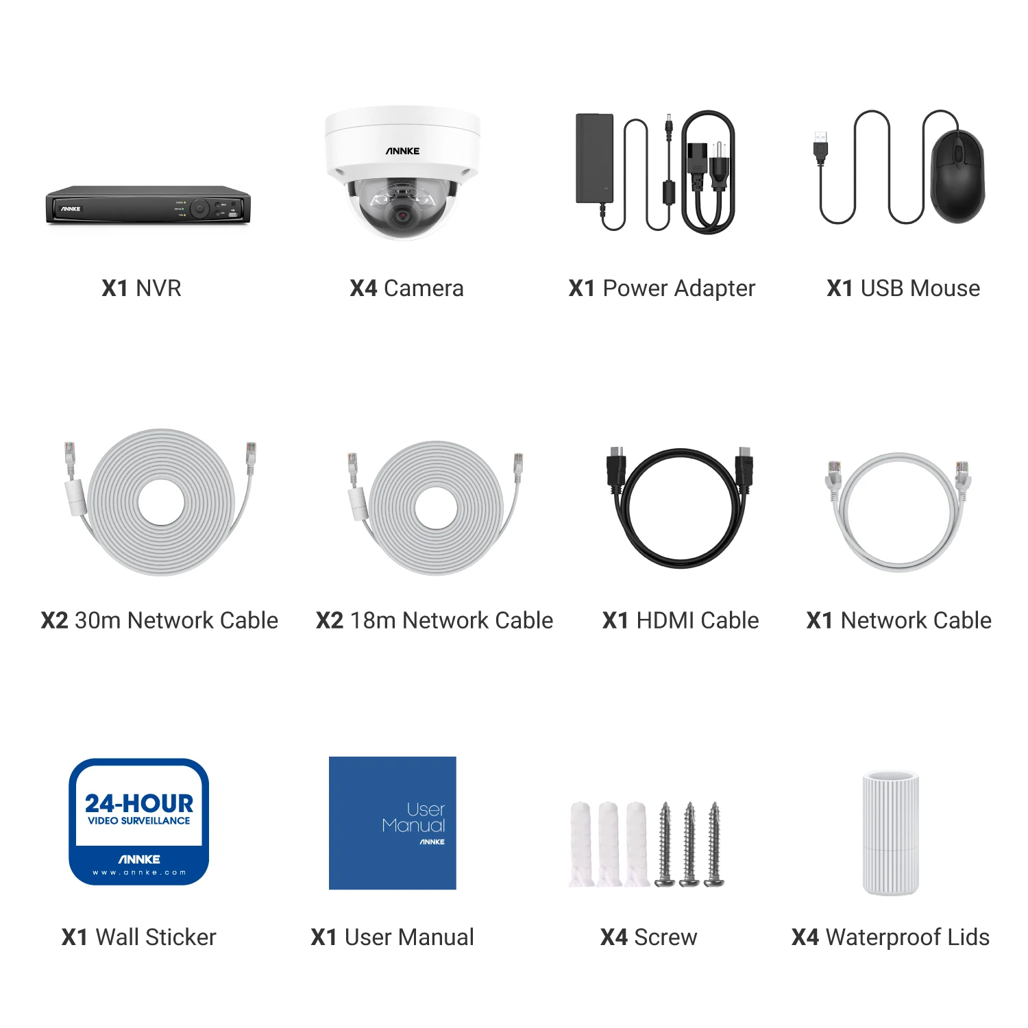8CH 12MP H.265+ PoE NVR Camera System 4pcs 4K 8MP AI Detection Smart Dual Light Microphone CCTV Network Camera