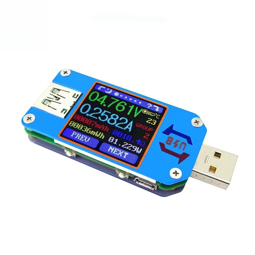 

Type-C UM25 USB-A 2.0 Цветной дисплей Вольтметр Амперметр Кабель Сопротивление Зарядное устройство Power Bank USB Тестер напряжения и тока