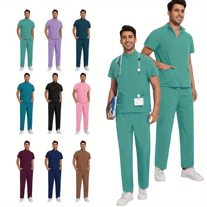 

Совершенно новая двухсекционная рабочая униформа для салона красоты! Стильный беговой комплект с скрабами- воротником-стойкой на молнии