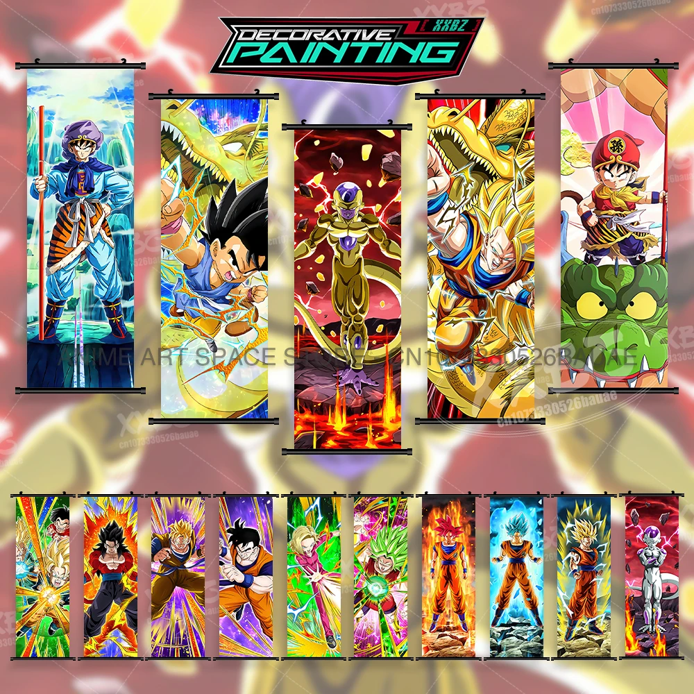 

Anime Dragon Ball Super Hanging Painting Decorative Poster Bardock Kakarot Room Decor Cell Scrolls Picture Goha Goten Wall Art