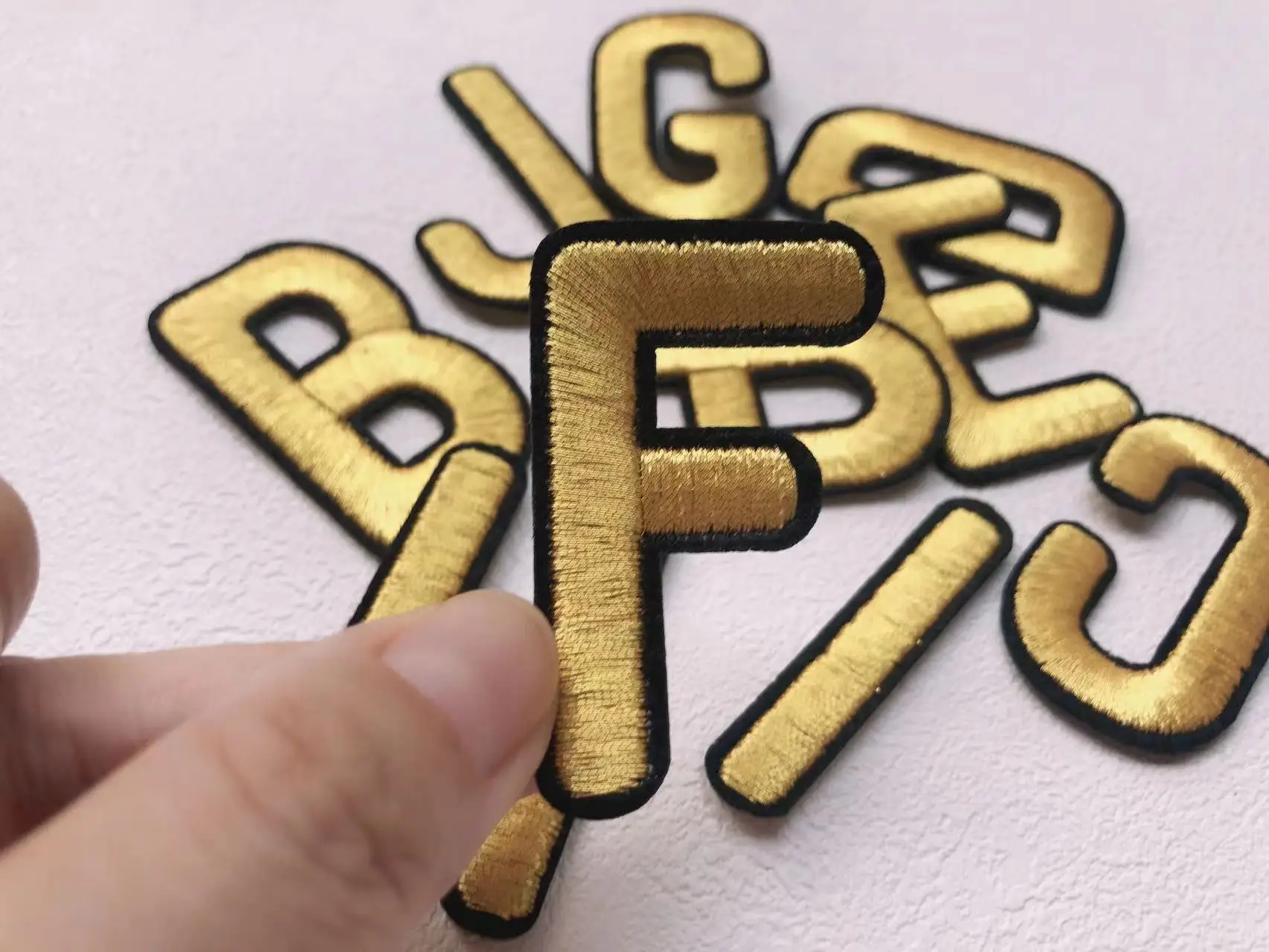 Gold Letters Patch Alphabet Embroidered Applique  Letters iron on Patches