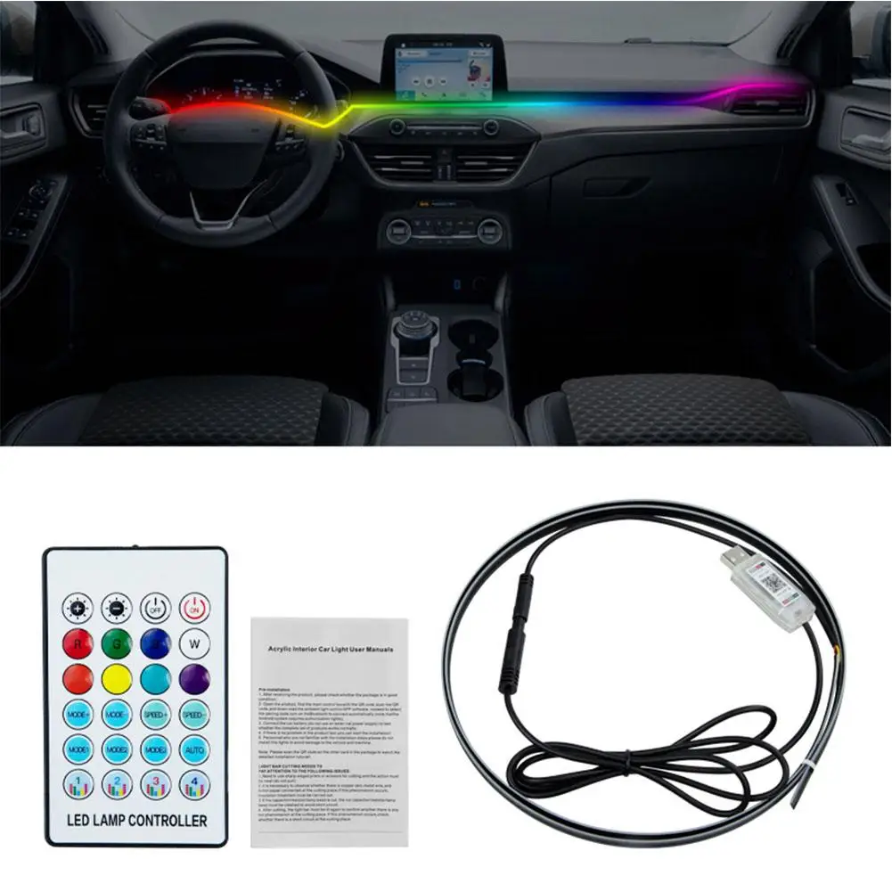 

Full Color Streamer Car Ambient Lights RGB APP 64 Color Strip Symphony Universal Interior Atmosphere LED Acrylic Hidden Lam K0G4