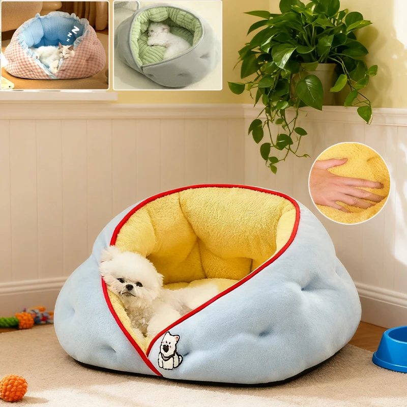 

2026 Newest Luxury Pet House Winter Warm and Comfortable Semi Enclosed Cat Bed Breathable Dog Kennel for Small Medium Pet 숨숨집