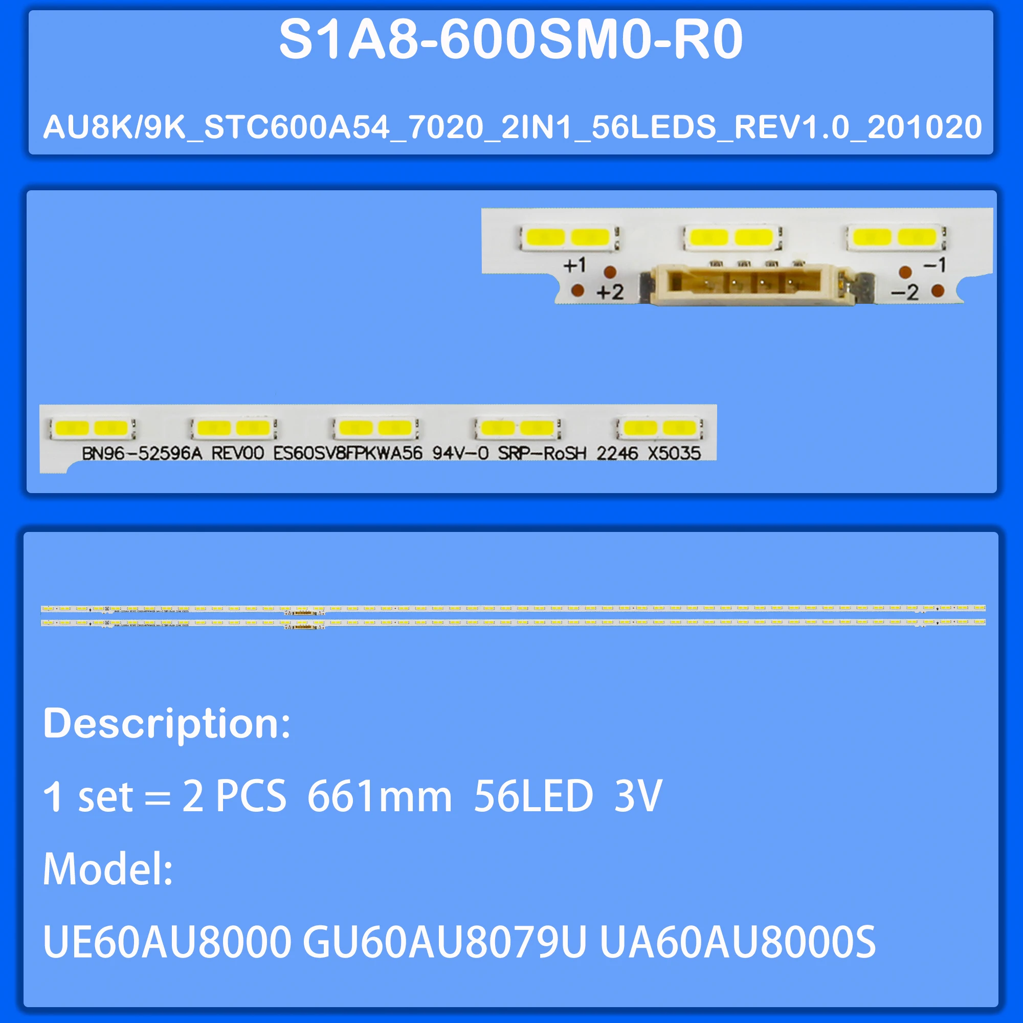 

Лента светодиодной подсветки для UE60BU8000 UE60BU8002 UE60BU8005 UE60BU8070U UE60BU8072U UN60AU8000G UN60AU8000 UN60BU8000 UE60BU8500