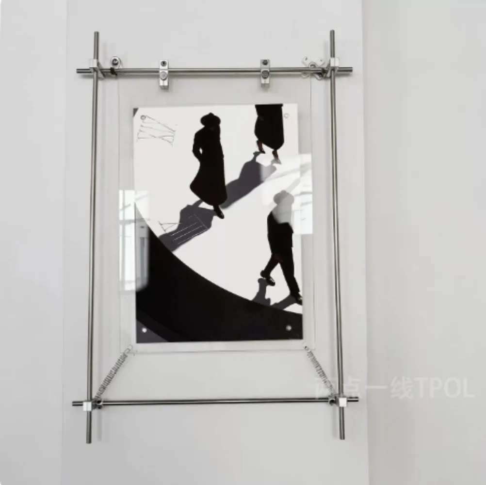 Stainless steel acrylic magnetic suspension photo frame poster holder home wall hanging type
