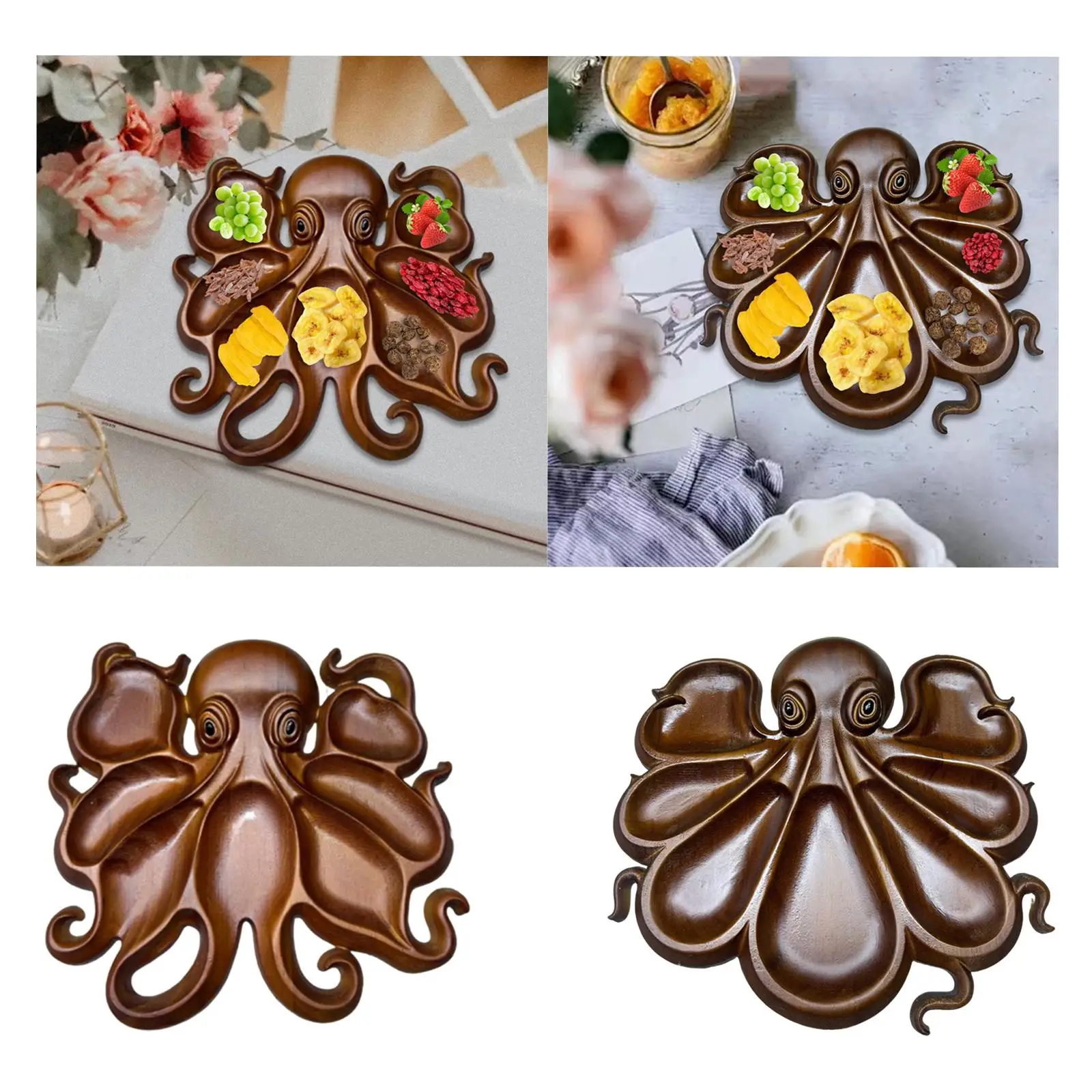 

Octopus Charcuterie Platter Wood Serving Tray for Picnic Outdoor Kitchen