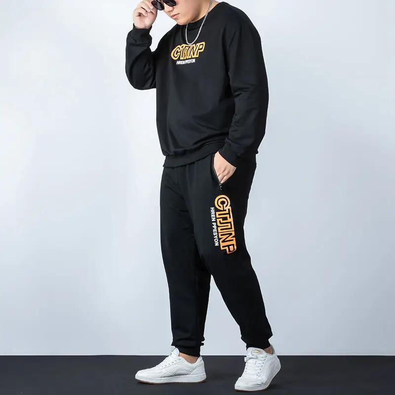 Große Größe Männer Kleidung Sporta nzug lose Freizeit Langarm Sweatshirt lange Hosen zweiteilig Frühling Herbst Hosen Anzug Pullover