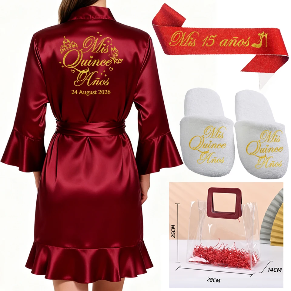 

Персонализированный халат Date Mis Quince Años Quinceañera, банный халат для дня рождения, церемония 15-летия, специальный подарок