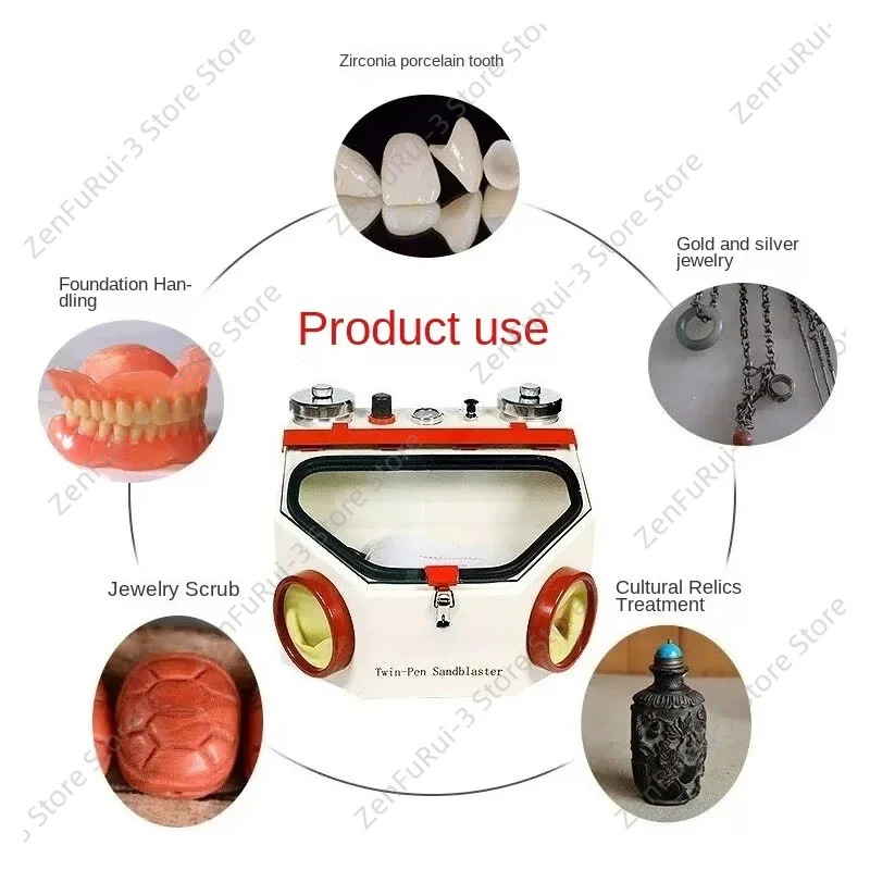Drawer Type Dual Pen Dental Sandblaster Double Tank Sand Blasting Machine For Dental Lab Porcelain Teeth Groove Adhesive Repair