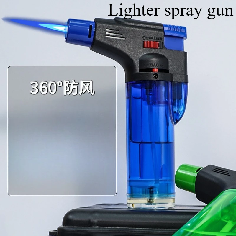 

2PCS Windproof Straight Charging Inflatable Lighter Spray Gun Outdoor Barbecue Aizhi Ignition Gun