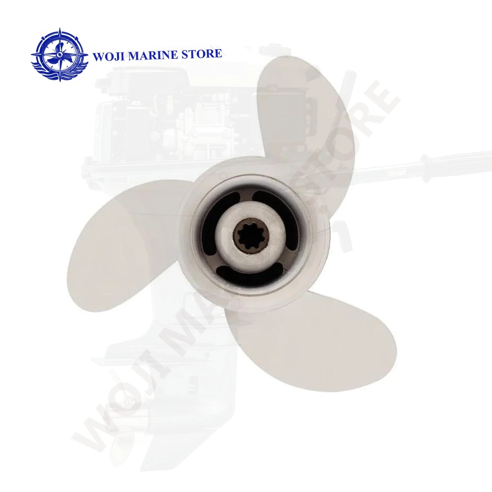 Propeller 683-45941-00-El 9 1/4 X 12 For Yamaha 9.9-15Hp Aluminum 8 Spline Teeth Boat Engine