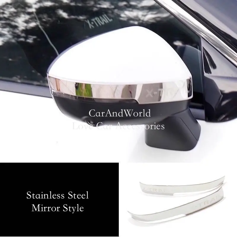 For Nissan X-Trail XTrail T33 Rogue 2021-2025 Stainless Steel Rear View Mirror Anti-scratch Strip Rearview Trims Car Accessories