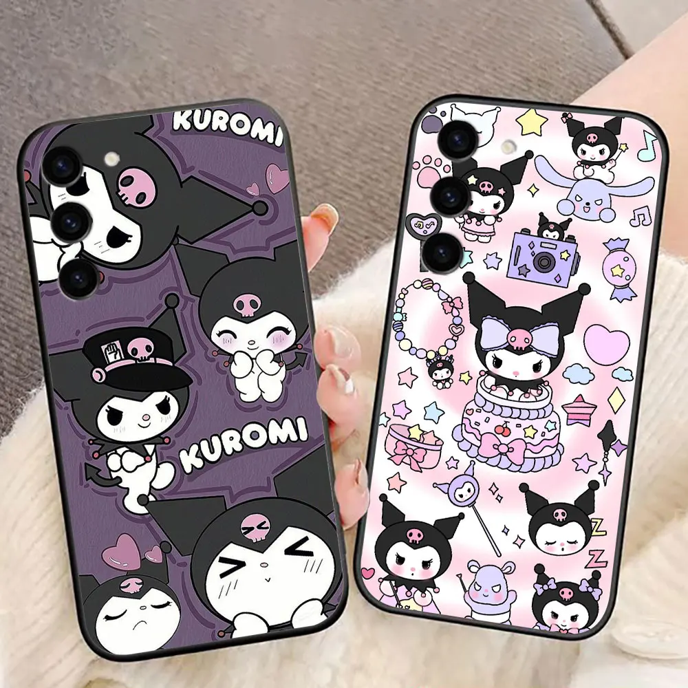 Cartoon Kawaii K-Kuromi Phone Case For Samsung Galaxy S24 S23 S22 S21 S20 FE S10 S9 LITE PLUS ULTRA Black Case Funda Shell Cover