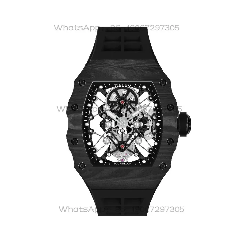 T606 Carbon Fiber Men's Manual Tourbillon Watch Waterproof Luminous Hollow